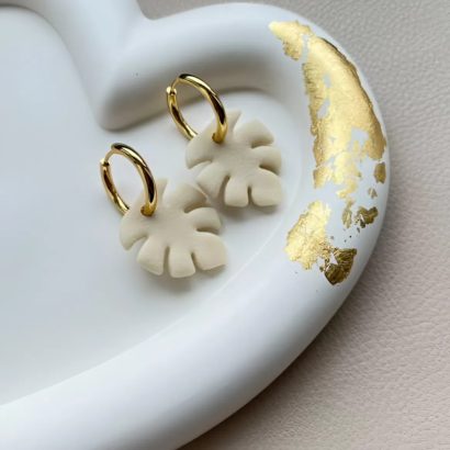 Жіночі літні сережки полімерна глина листочки монстери