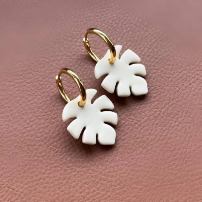 Жіночі літні сережки полімерна глина листочки монстери