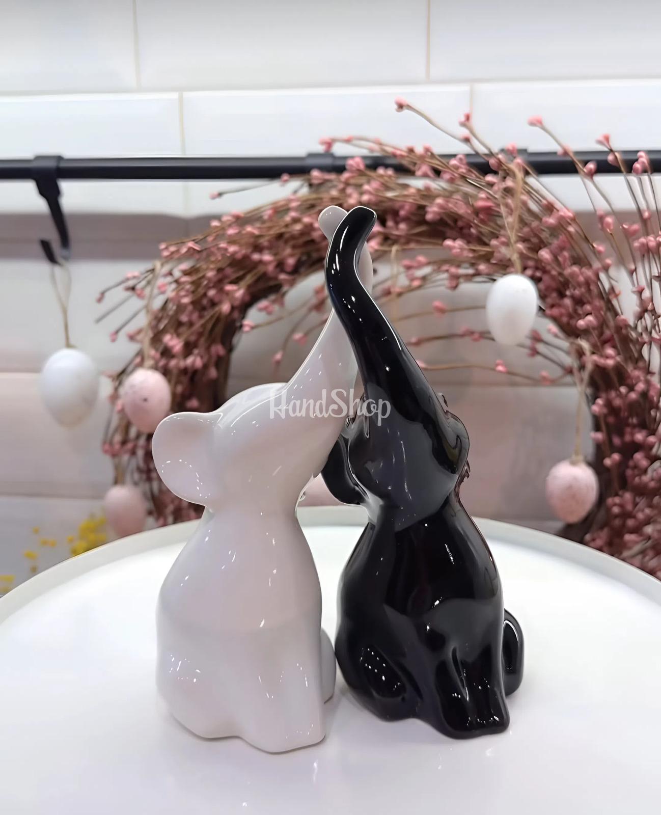Декоративні порцелянові чорно-білі слоники наречені Декоративні порцелянові чорно-білі слоники наречені