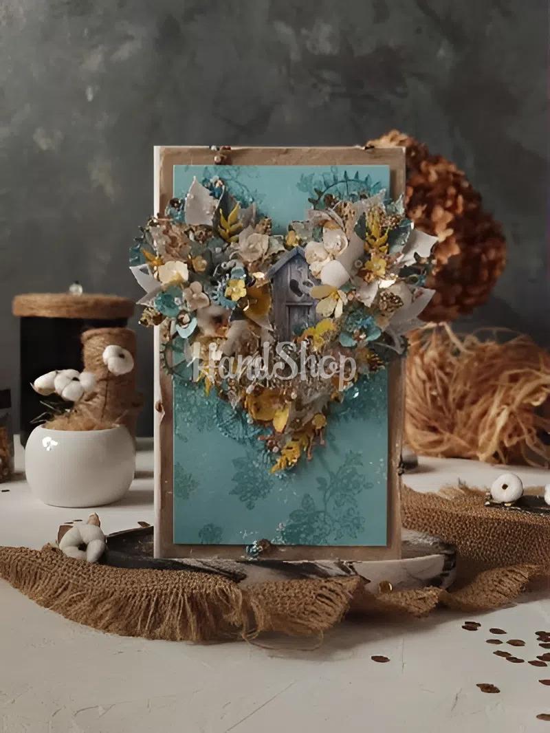 Вітальна листівка/конверт друзям на новосілля квіти Вітальна листівка/конверт друзям на новосілля квіти