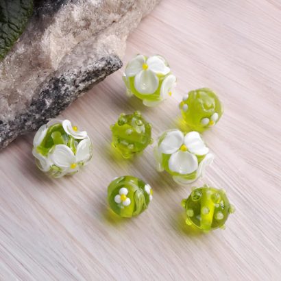 Сережки квіти ромашки намистини lampwork скло