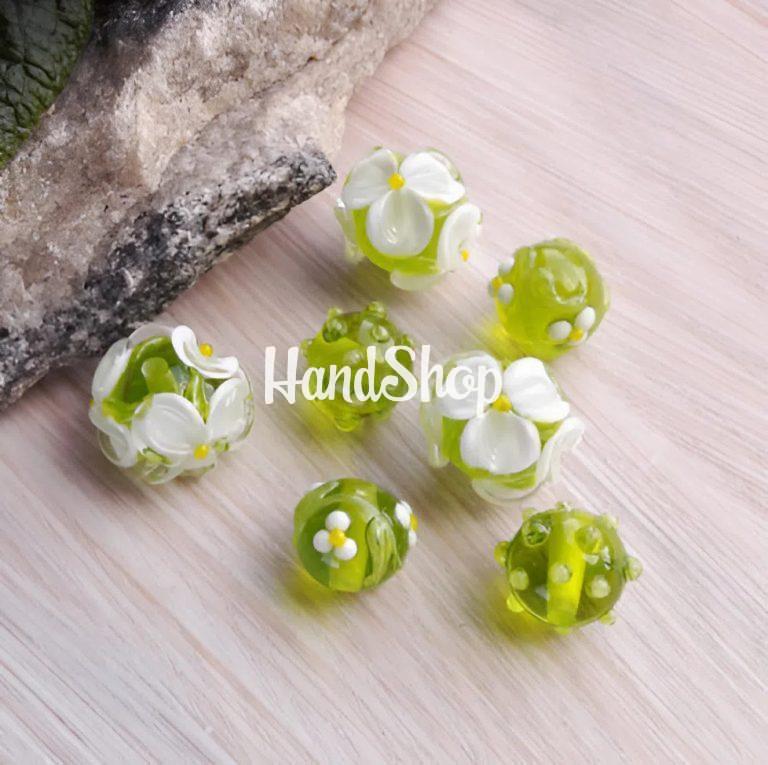 Женские серьги цветы ромашки бусины lampwork стекло — фото 6