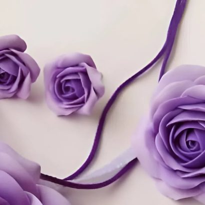 Набір прикрас сережки та колечко лілові троянди глина