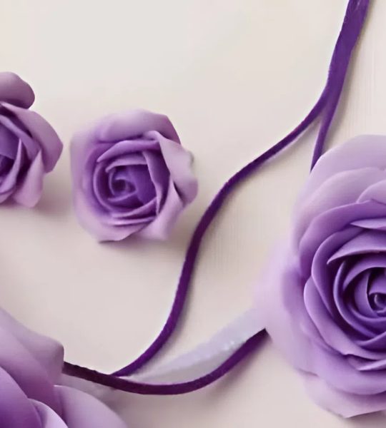 Набір прикрас сережки та колечко лілові троянди глина