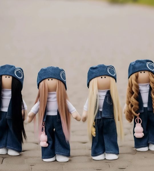 Лялька тільда з довгим волоссям з іграшкою Labubu (Лабубу)