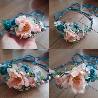 Вінок для волосся з великими декоративними квітами