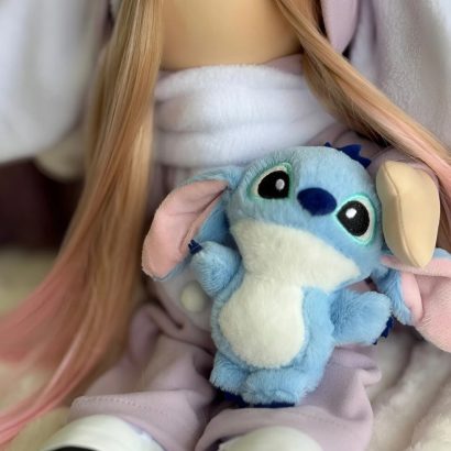 Ігрова лялька тільда в комбінезоні зайка з іграшкою Стіч