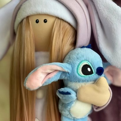 Ігрова лялька тільда в комбінезоні зайка іграшка Стіч