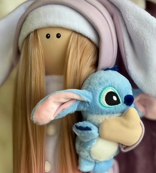 Ігрова лялька тільда в комбінезоні зайка іграшка Стіч