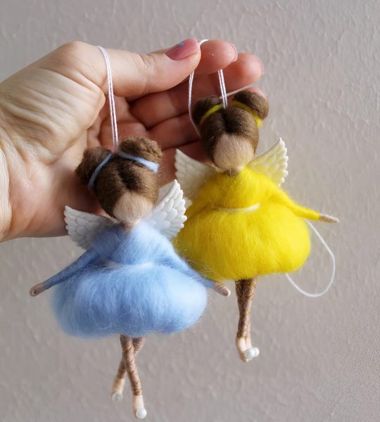 Сувенірна пара янголи ляльки в сукнях прапору України, 2 шт!