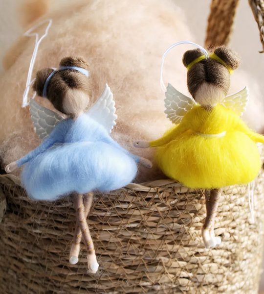 Сувенірна пара янголи ляльки в сукнях прапору України, 2 шт!