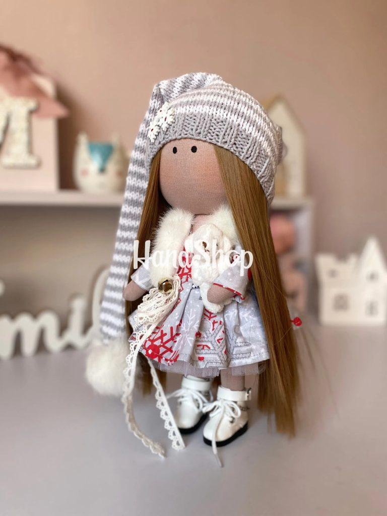 Игровая кукла текстильная новогодняя в шапочке колпак — фото 2