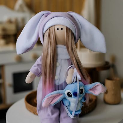 Ігрова лялька тільда в комбінезоні зайка іграшка Стіч