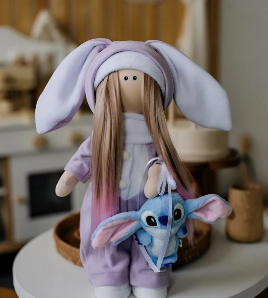 Ігрова лялька тільда в комбінезоні зайка іграшка Стіч