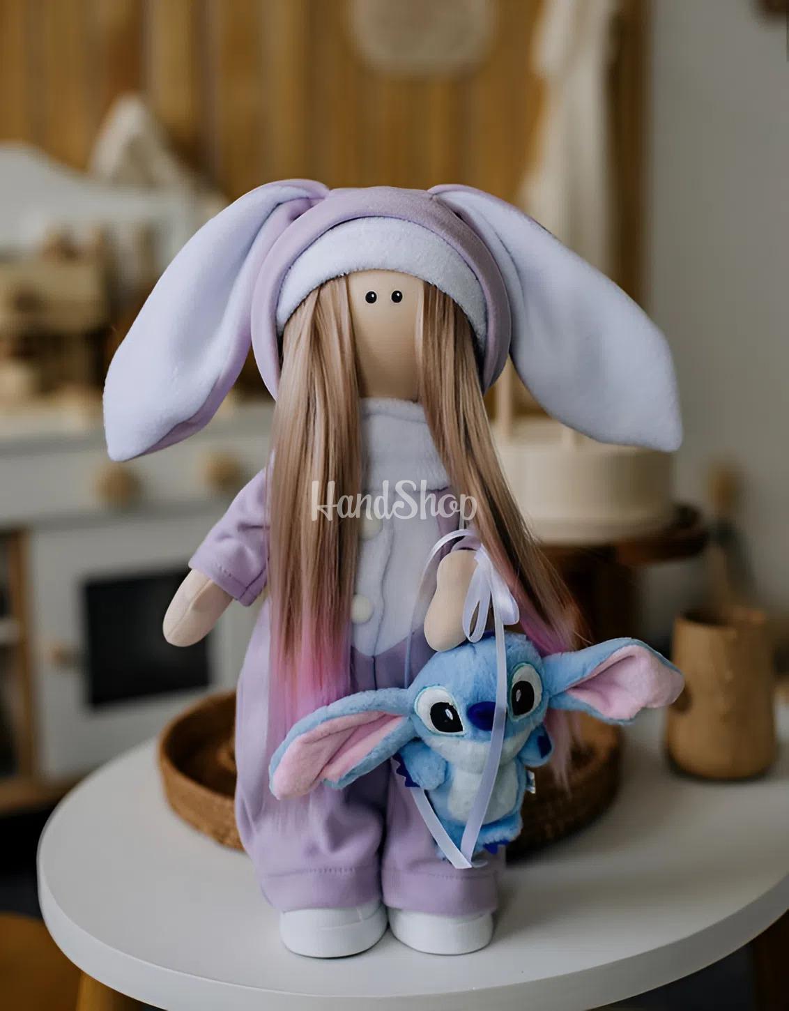 Ігрова лялька тільда в комбінезоні зайка іграшка Стіч Ігрова лялька тільда в комбінезоні зайка іграшка Стіч