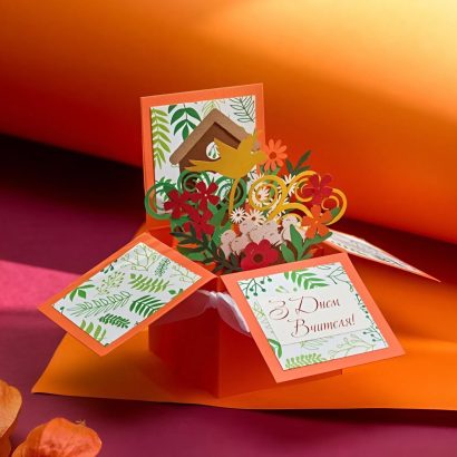 3D Листівка коробочка осінні квіти З Днем вчителя