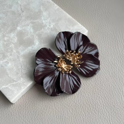 Стильні великі сережки квітка половинки глина шоко