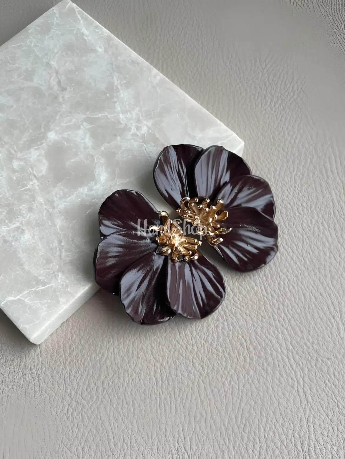 Стильні великі сережки квітка половинки глина шоко Стильні великі сережки квітка половинки глина шоко