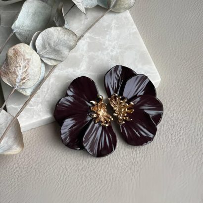 Стильні великі сережки квітка половинки глина шоко