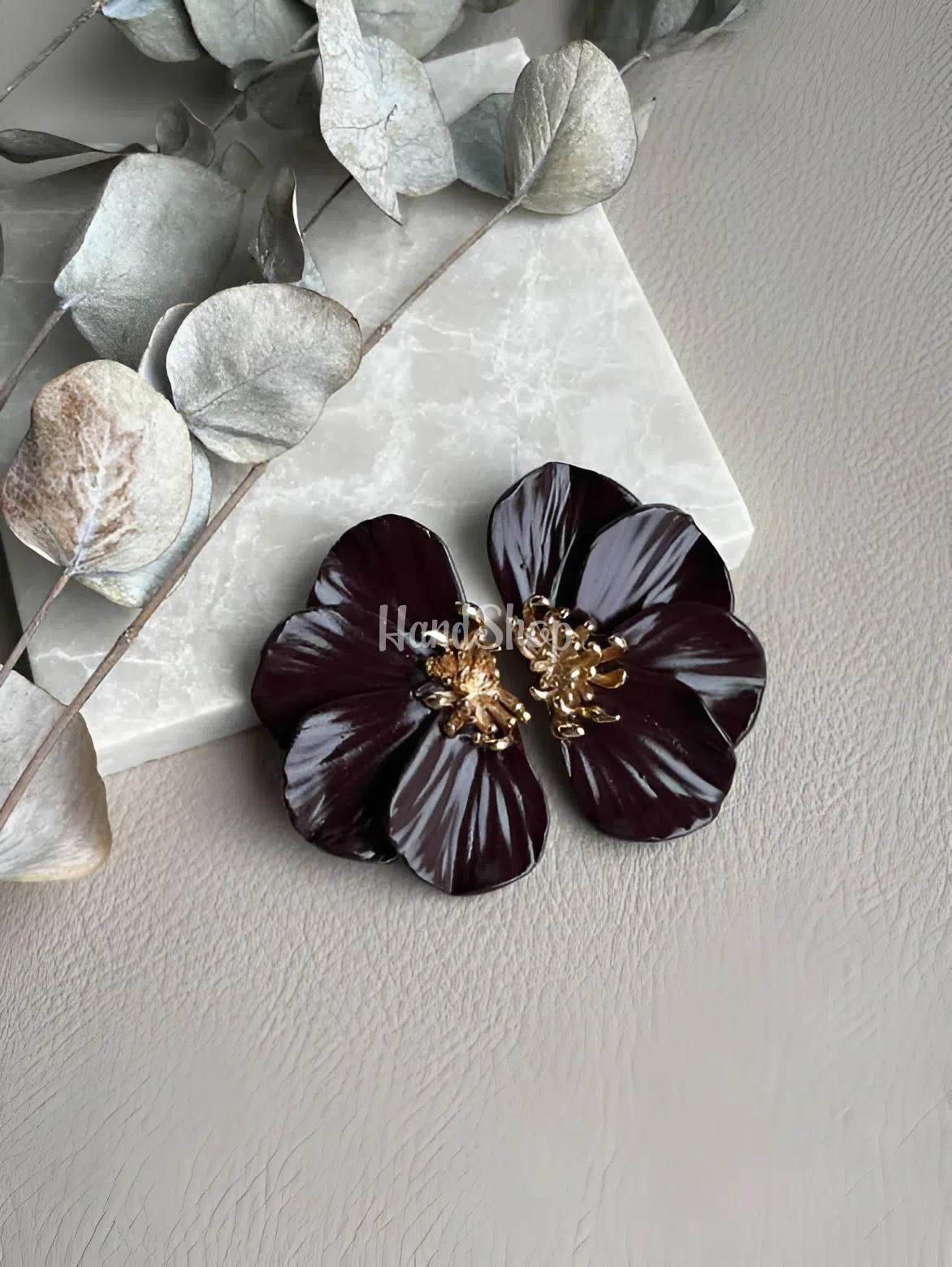 Стильні великі сережки квітка половинки глина шоко Стильні великі сережки квітка половинки глина шоко