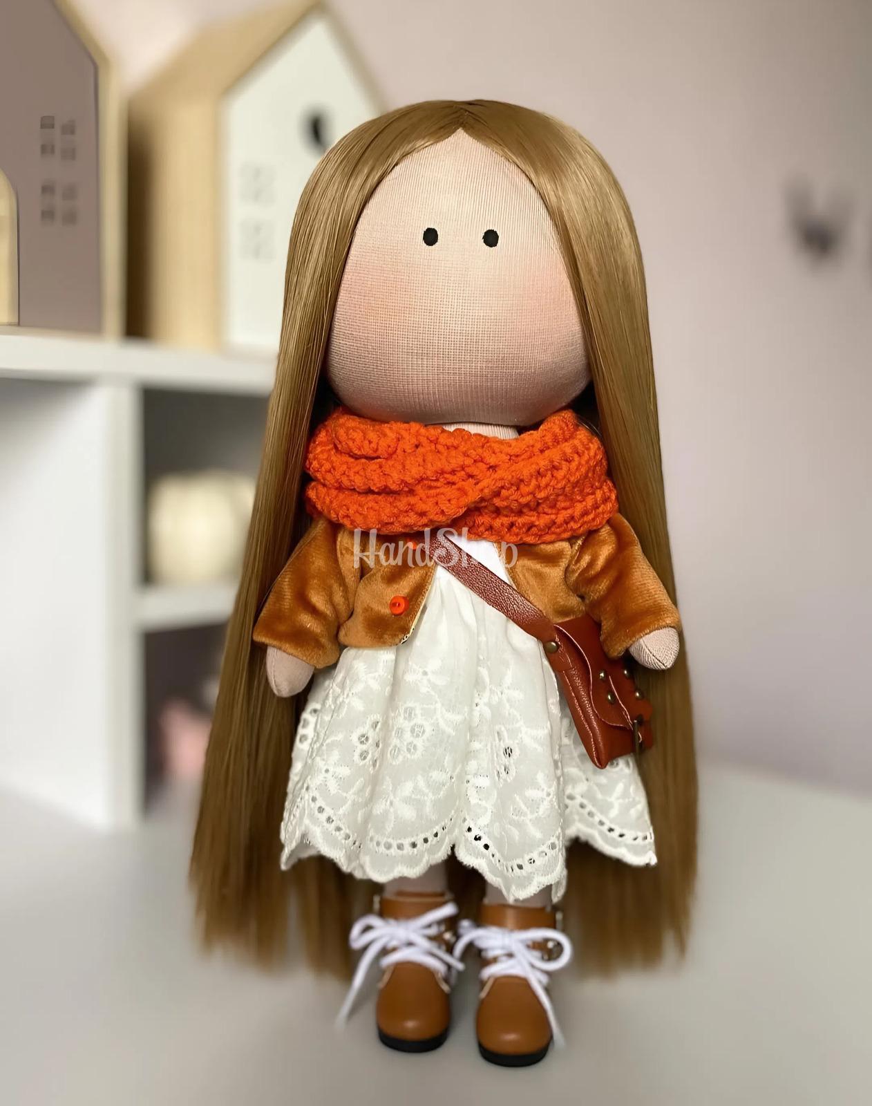 Ігрова текстильна сувенірна лялька руда лисичка в шапочці Ігрова текстильна сувенірна лялька руда лисичка в шапочці