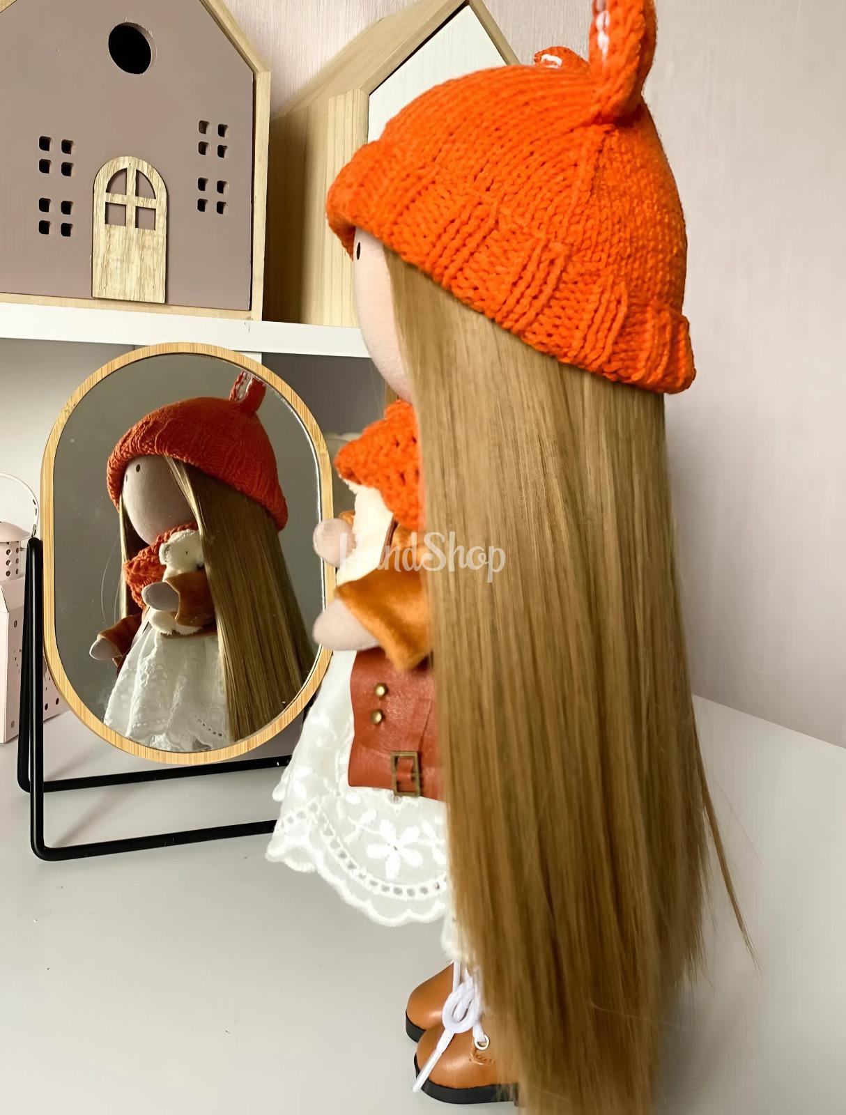 Ігрова текстильна сувенірна лялька руда лисичка в шапочці Ігрова текстильна сувенірна лялька руда лисичка в шапочці