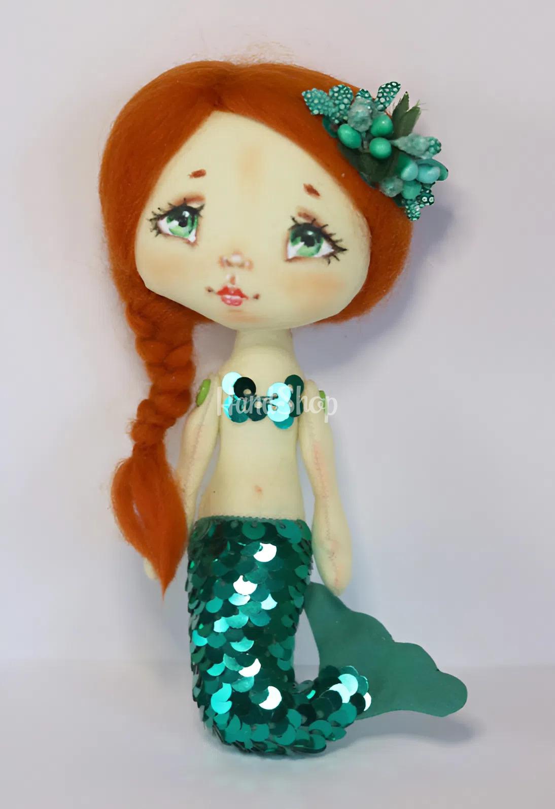Інтер’єрна маленька лялька сувенірна рудоволоса русалочка Інтер’єрна маленька лялька сувенірна рудоволоса русалочка