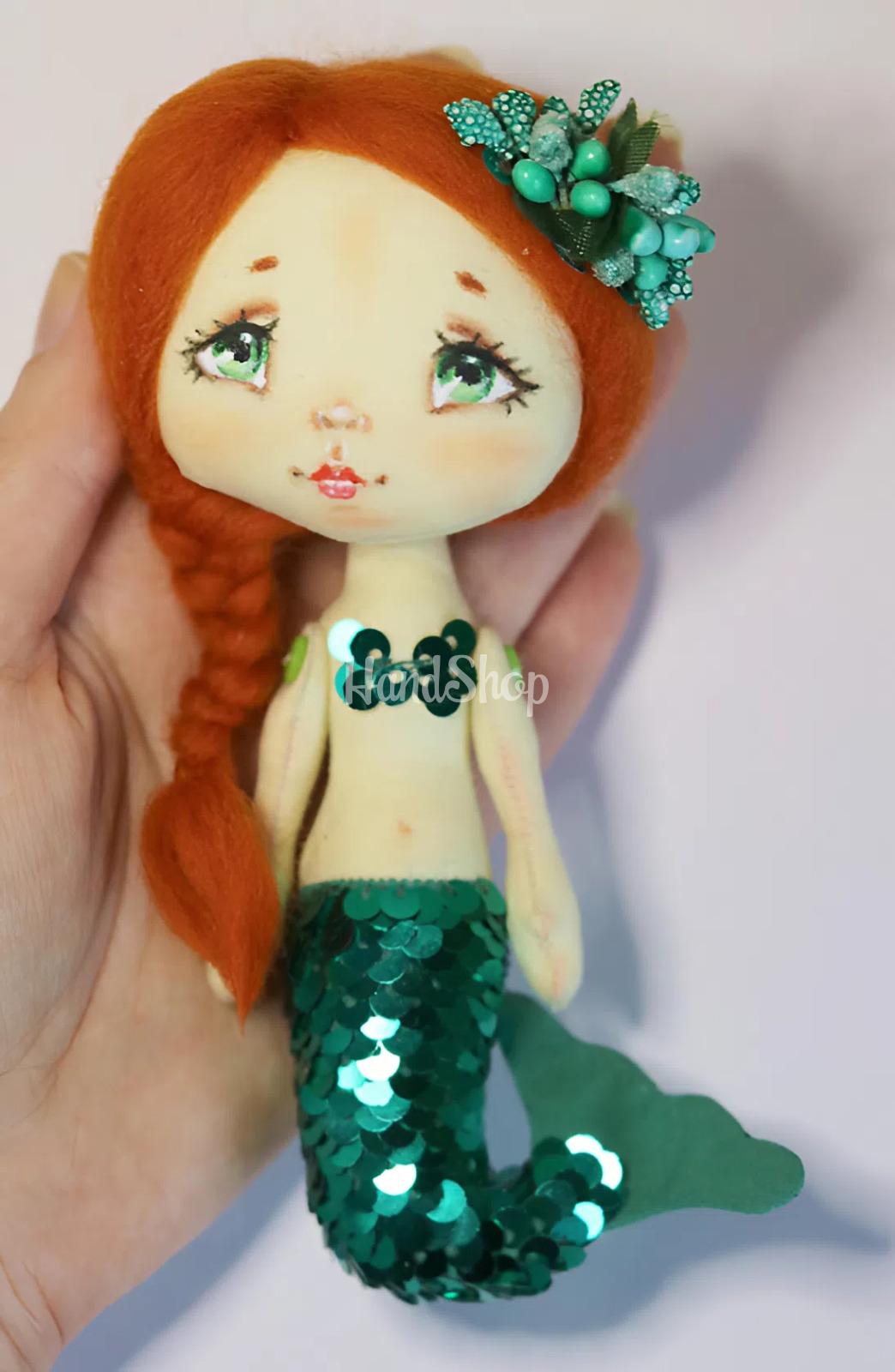 Інтер’єрна маленька лялька сувенірна рудоволоса русалочка Інтер’єрна маленька лялька сувенірна рудоволоса русалочка