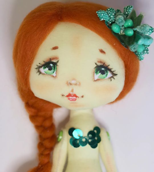 Інтер’єрна маленька лялька сувенірна рудоволоса русалочка