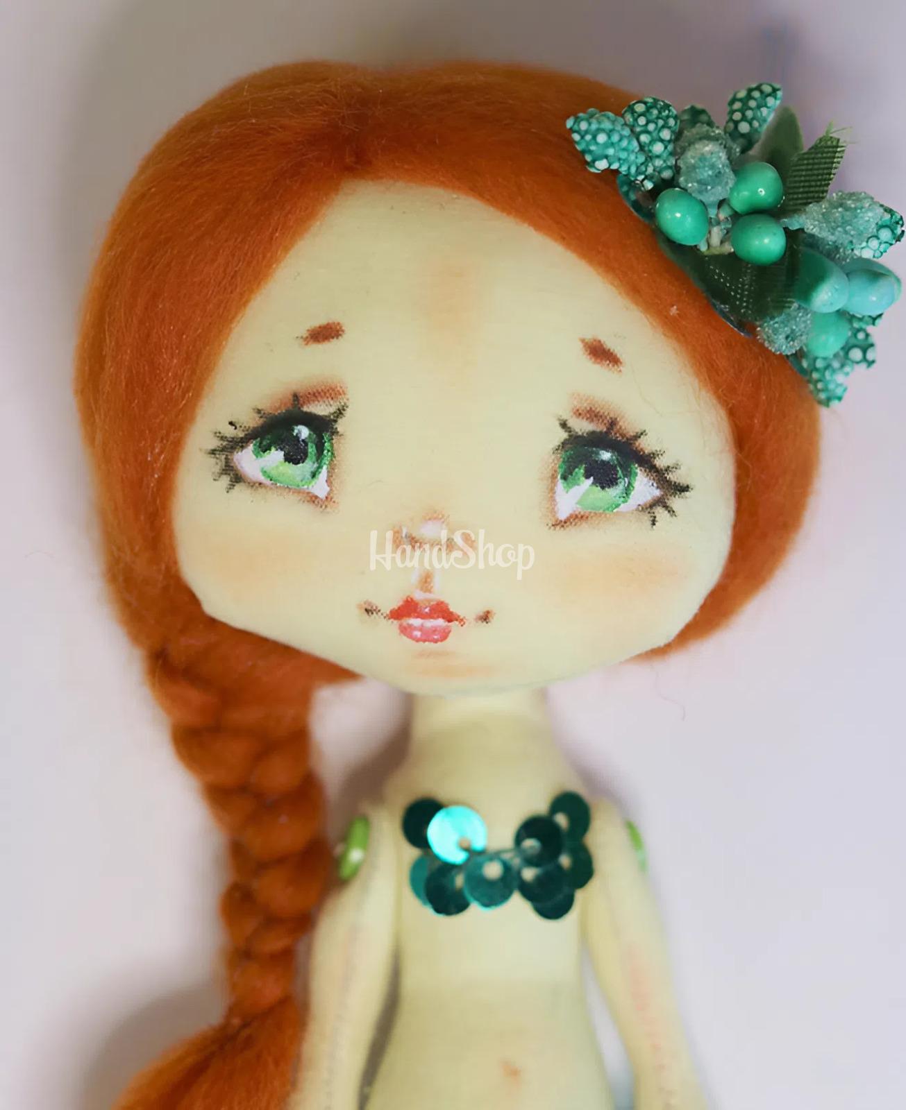 Інтер’єрна маленька лялька сувенірна рудоволоса русалочка Інтер’єрна маленька лялька сувенірна рудоволоса русалочка