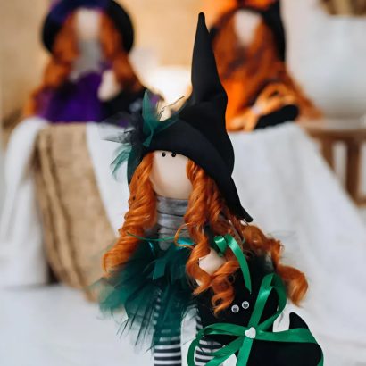Інтер'єрна лялька текстильна тільда руда відьма Halloween 2025