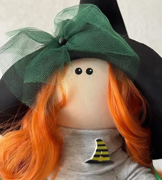 Інтер'єрна лялька текстильна тільда руда відьма Halloween 2025