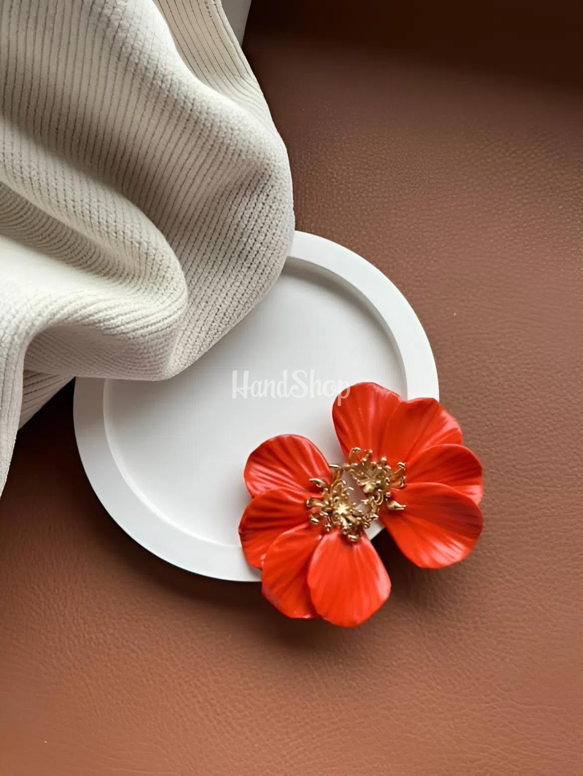 Жіночі сережки квітка половинки глина помаранчеві Жіночі сережки квітка половинки глина помаранчеві