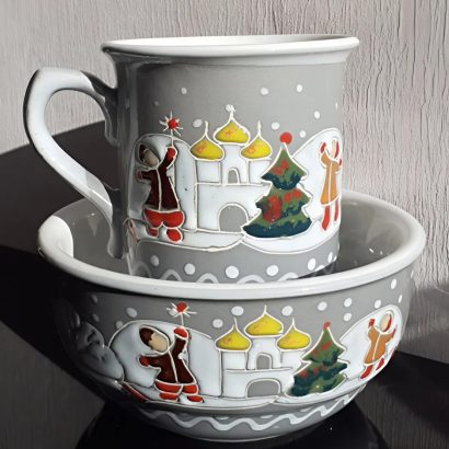 Набір Чашка+Миска Різдво 2026 ручний розпис, кераміка