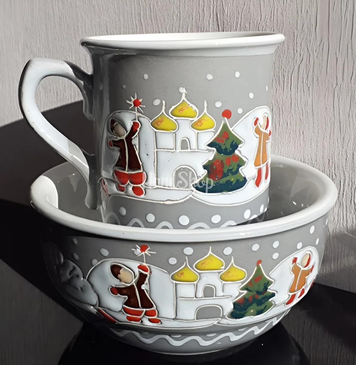 Набір Чашка+Миска Різдво 2026 ручний розпис, кераміка Набір Чашка+Миска Різдво 2026 ручний розпис, кераміка