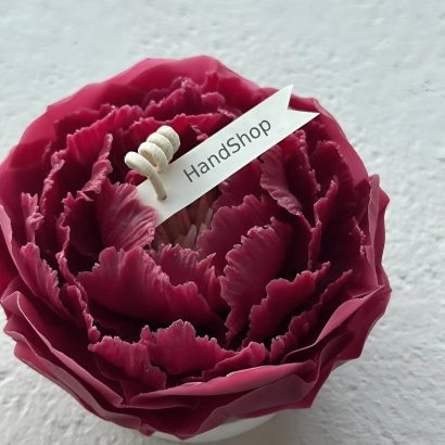 Свічка квітка бордова троянда на підставці бджолиний віск