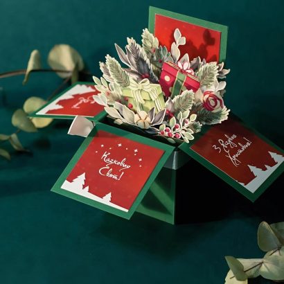 Листівка коробочка своїми руками на Різдво Новий рік 2026