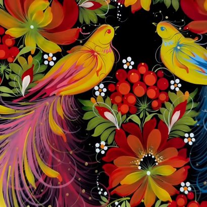 Керамічна тарілка панно петриківський розпис пташки