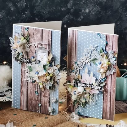 Велика об'ємна зимова листівка Різдво Новий рік 2026