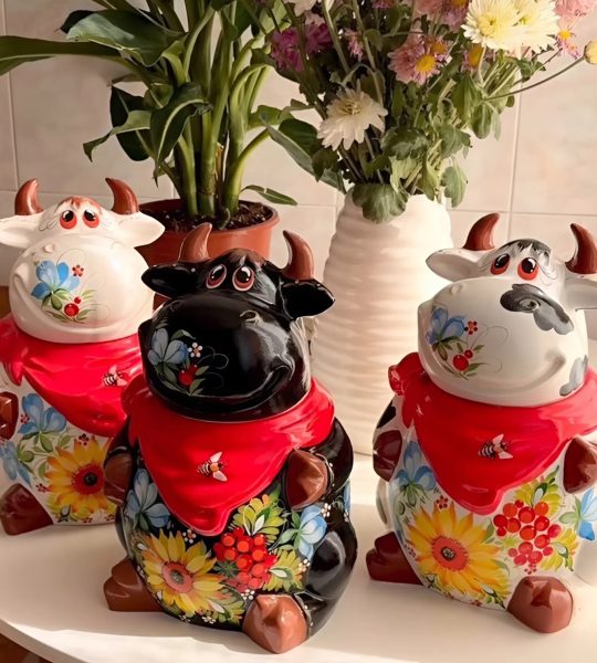 Корівка ємність для зберігання петриківський розпис кераміка