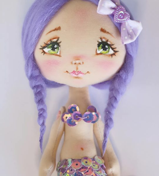 Сувенірна лялька міні русалонька з фіолетовим волоссям