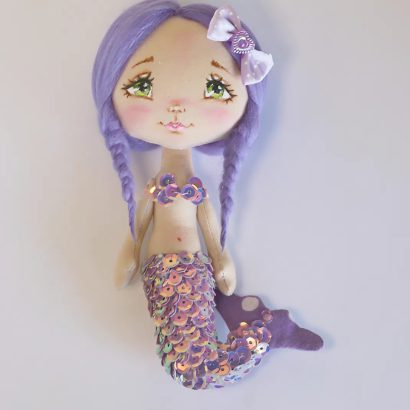 Сувенірна лялька міні русалонька з фіолетовим волоссям