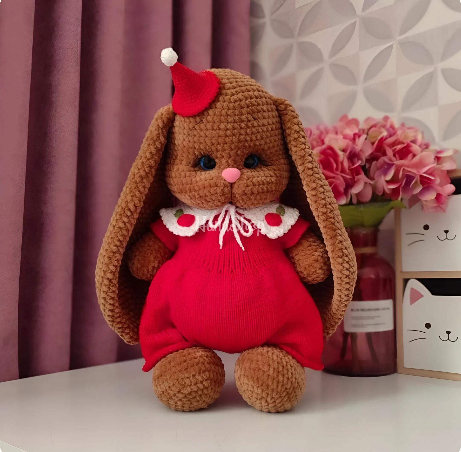 Новорічна дитяча іграшка зайка з довгими вушками Новорічна дитяча іграшка зайка з довгими вушками