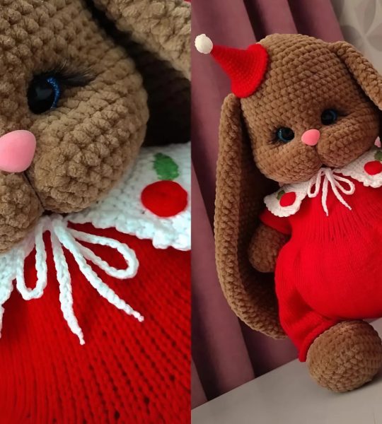 Новорічна дитяча іграшка зайка з довгими вушками 2026