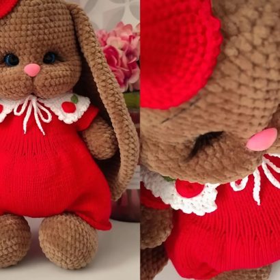 Новорічна дитяча іграшка зайка з довгими вушками 2026