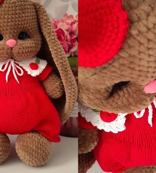 Новорічна дитяча іграшка зайка з довгими вушками 2026