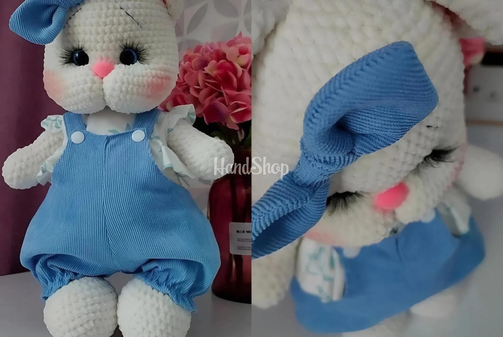 Авторська дитяча іграшка в'язаний білий котик Авторська дитяча іграшка в'язаний білий котик