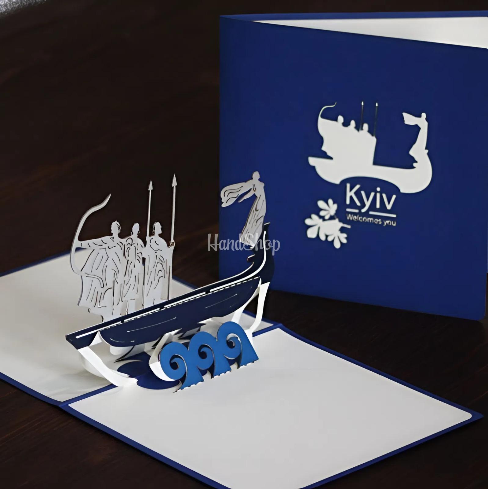 3d листівка сувенір мініатюра пам'ятник засновникам Києва 3d листівка сувенір мініатюра пам'ятник засновникам Києва