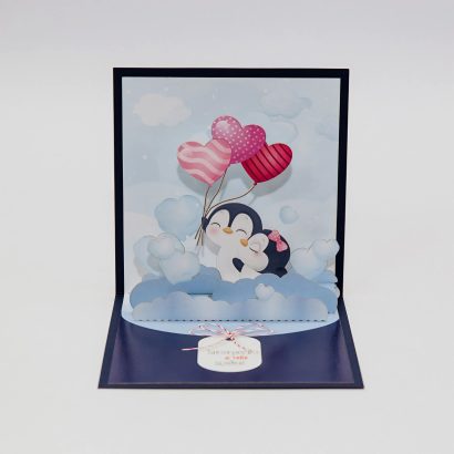 3d валентинка об'ємна листівка закохана пара пінгвінів