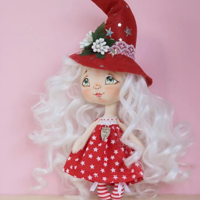 Авторська інтер’єрна лялька валентинка відьмочка блондинка